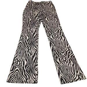 SHEIN Zebra Print Flare Leggings Pants Women's Size S Black White